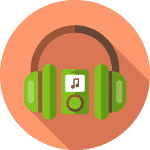 Icon of a music player and headphones representing one of my hobbies: Music.
