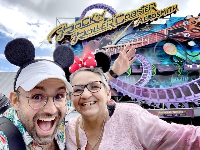 Image showing my mother and I after riding a rollercoaster in the Walt Disney Studios